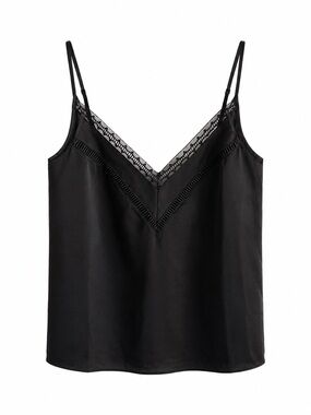 Etam Black Lingerie-Style Camisole with Lace Detail - Size Small Like new